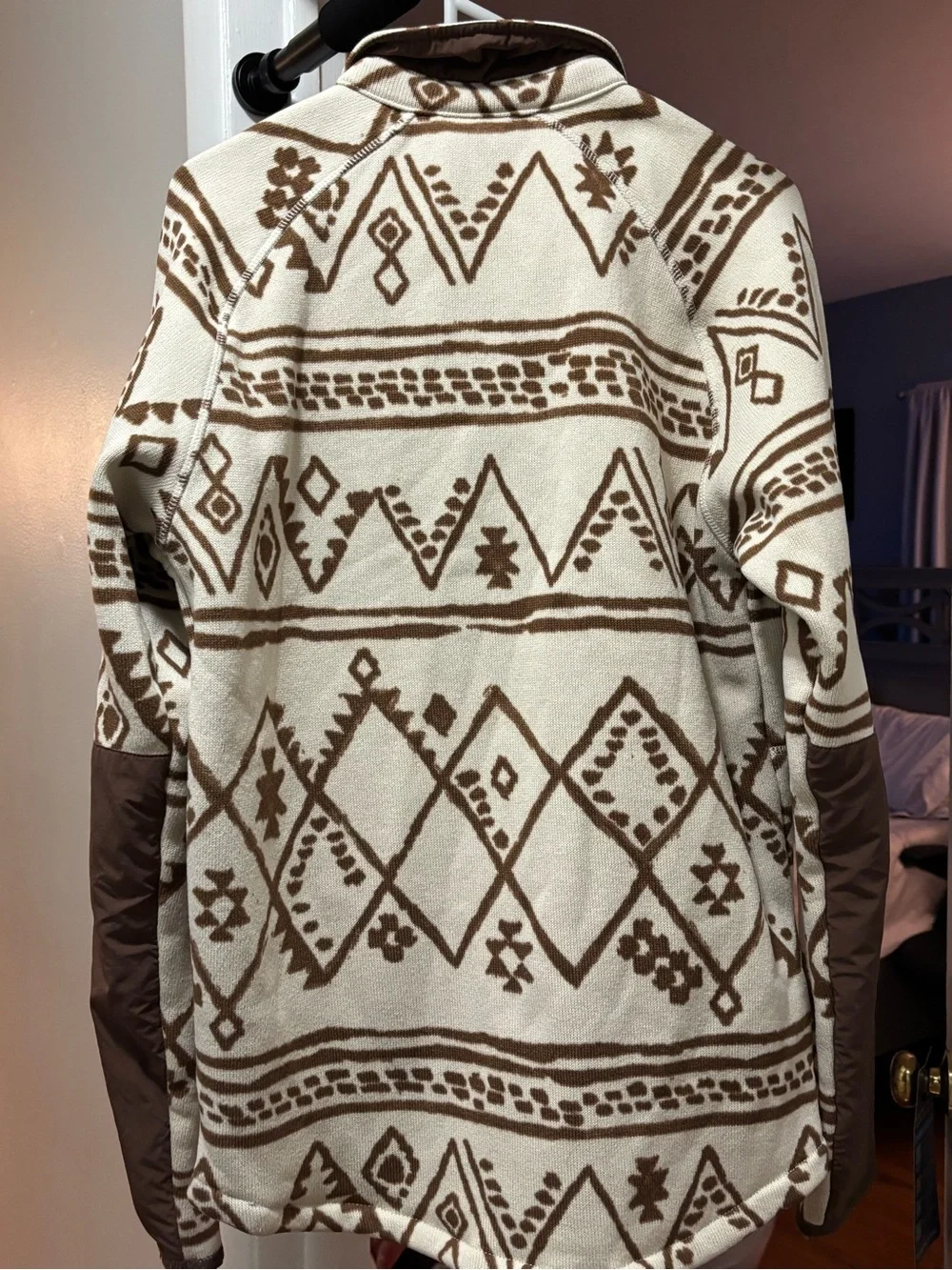 The North Face Men’s Cream & Brown Patterned Fleece Shirt Jacket